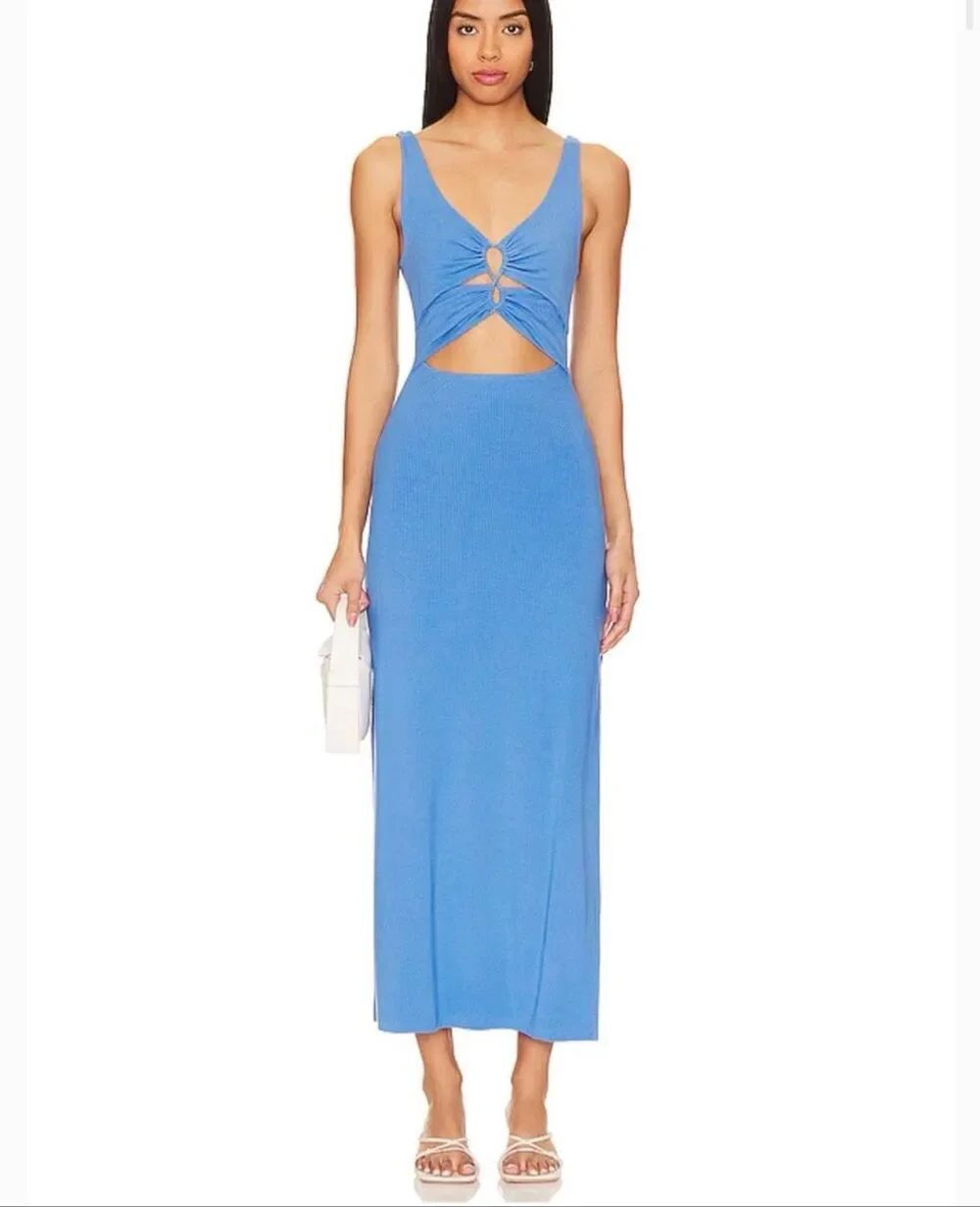 l*space L Camille Ribbed Midi Dress in Periwinkle Blue